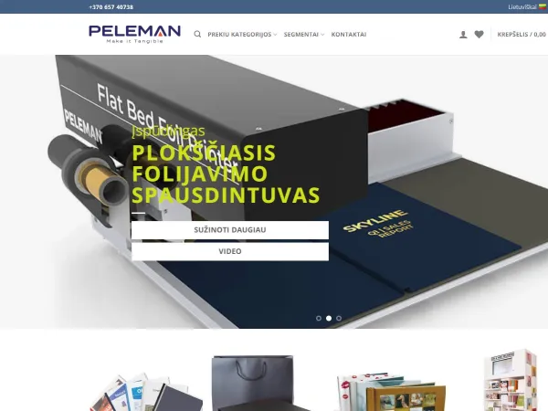 „Peleman“ el. parduotuvė – pagrindinis puslapis kompiuterio ekrane