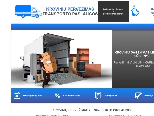 „Pervežimo studija“ svetainė – pagrindinis puslapis kompiuterio ekrane