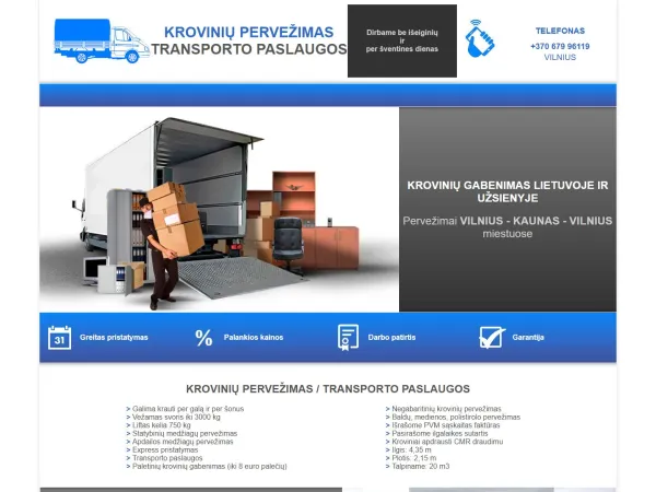 „Pervežimo studija“ svetainė – visas pagrindinis puslapis