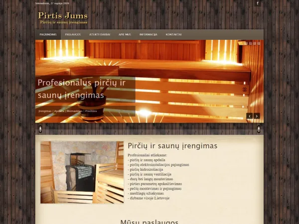 „Pirtis Jums“ svetainė – visas pagrindinis puslapis