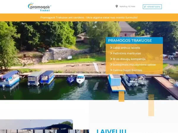 „Pramogos Trakuose“ svetainė – visas pagrindinis puslapis