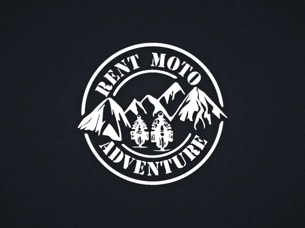 “Rent Moto Adventure” logo – on a dark background