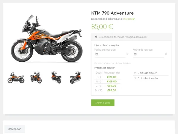 „Rent Moto Adventure“ el. parduotuvė – vaizdas 2