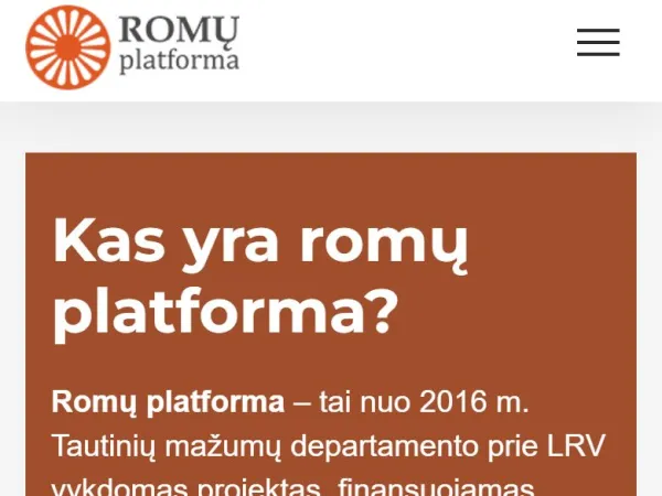 „Romų platforma“ svetainė – mobilioji versija