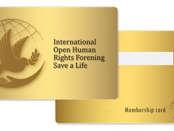 “International Open Human Rights Forening Save a Life” design – card