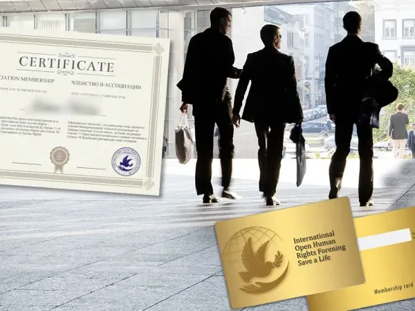 „International Open Human Rights Forening Save a Life“ dizainas – sertifikatas
