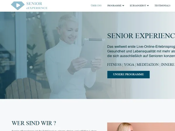 „Senior eExperience“ svetainė – pagrindinis puslapis kompiuterio ekrane