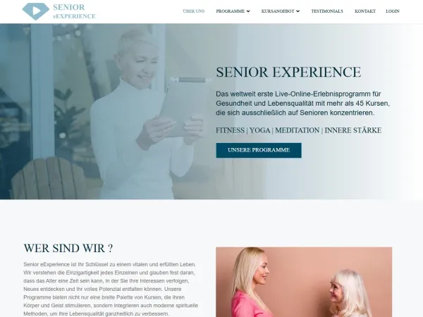 „Senior eExperience“ svetainė – visas pagrindinis puslapis