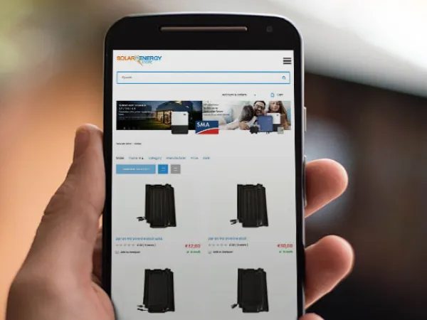 „Solar Energy Store“ el. parduotuvė – mobilioji versija