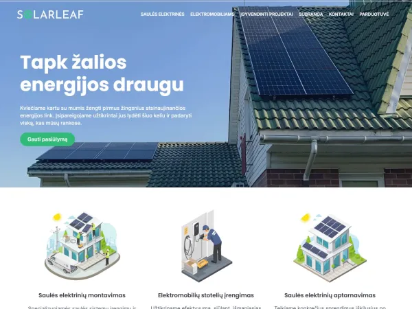 „Solarleaf“ el. parduotuvė – visas pagrindinis puslapis