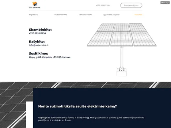 „Solarmina“ svetainė – kontaktų puslapis