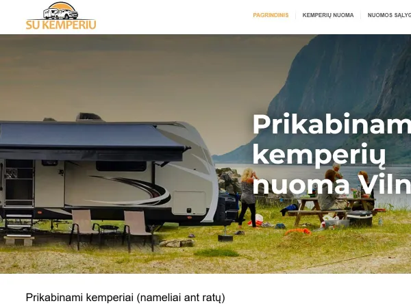 „Su kemperiu“ svetainė – pagrindinis puslapis kompiuterio ekrane