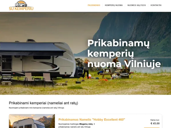 „Su kemperiu“ svetainė – visas pagrindinis puslapis
