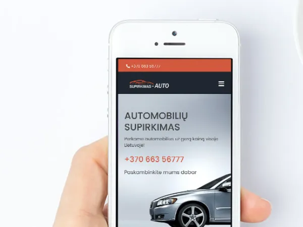 „Supirkimas-auto“ svetainė – mobilioji versija