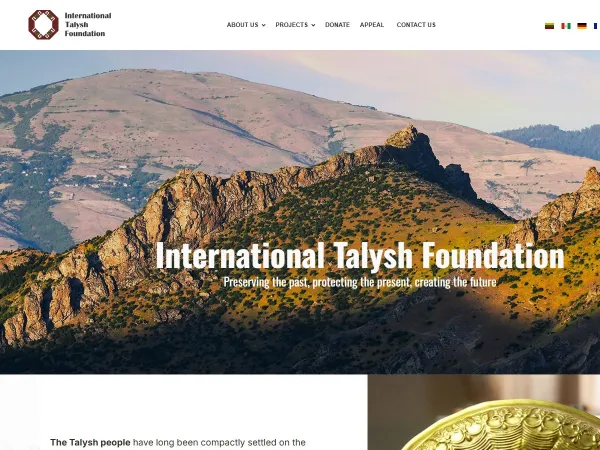 „International Talysh Foundation“ svetainė – pagrindinis puslapis kompiuterio ekrane