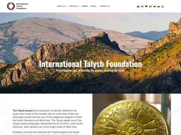 „International Talysh Foundation“ svetainė – visas pagrindinis puslapis