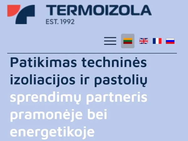 „Termoizola“ svetainė – mobilioji versija