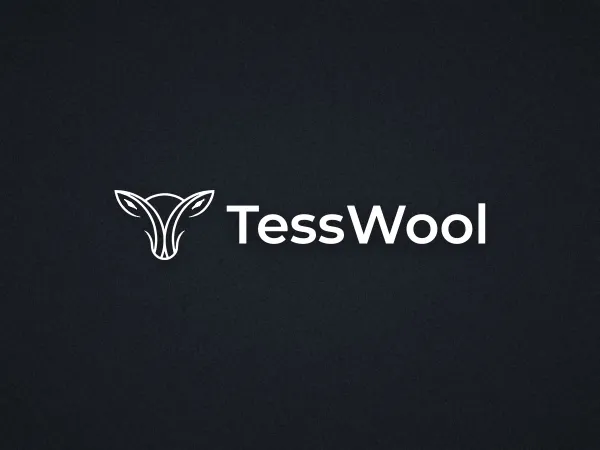 “Tess Wool” logo – on a dark background