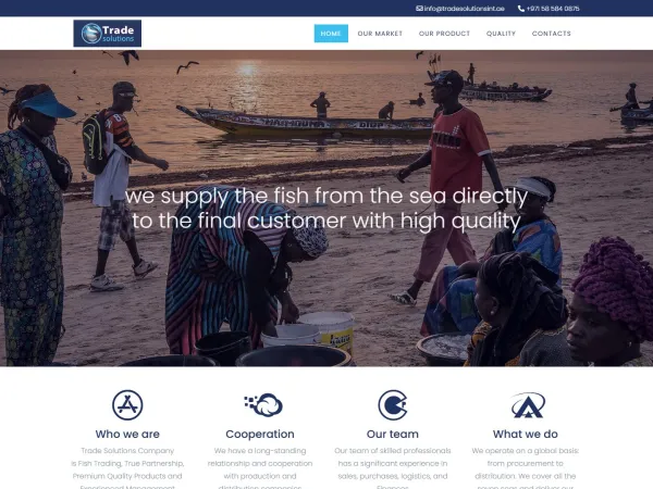 „Trade Solutions Int.“ svetainė – visas pagrindinis puslapis