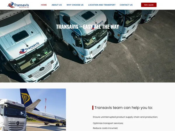 „Transavis“ svetainė – visas pagrindinis puslapis