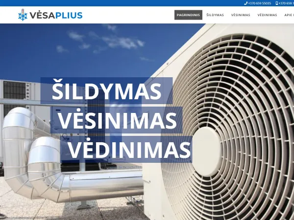 „Vėsa plius“ svetainė – pagrindinis puslapis kompiuterio ekrane