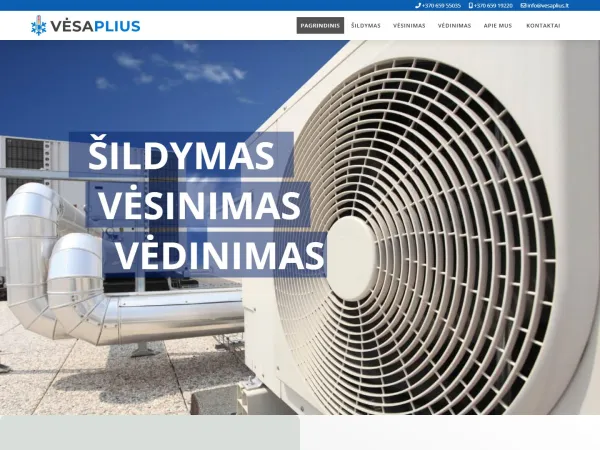 „Vėsa plius“ svetainė – visas pagrindinis puslapis