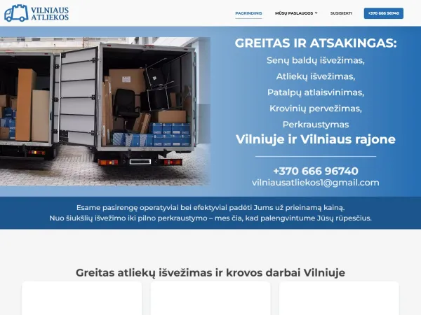 „Vilniaus atliekos“ svetainė – visas pagrindinis puslapis