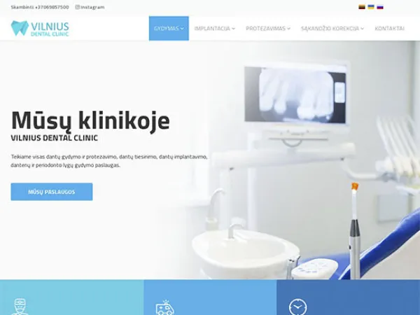 „Vilnius Dental Clinic“ svetainė – pagrindinis puslapis