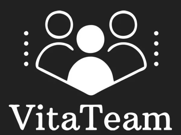Логотип «VitaTeam» – на тёмном фоне