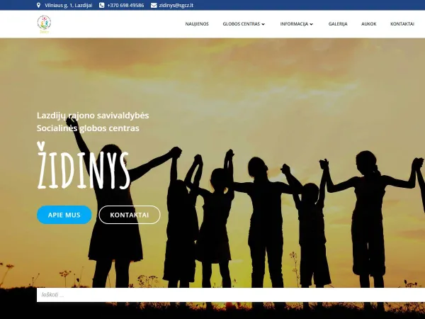 „Židinys“ svetainė – pagrindinis puslapis kompiuterio ekrane