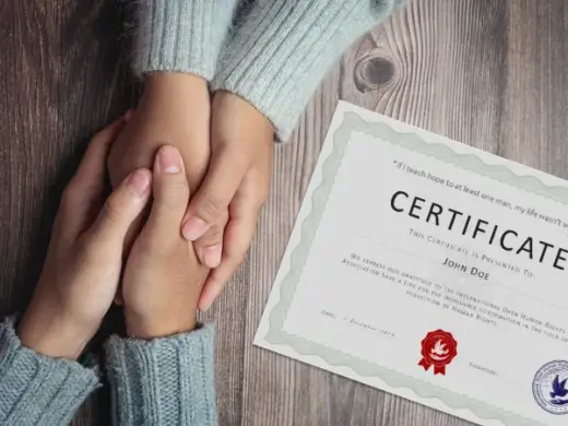 Padėkos už paramą sertifikatų dizainas tarptautinei žmogaus teisių organizacijai „Save a Life“