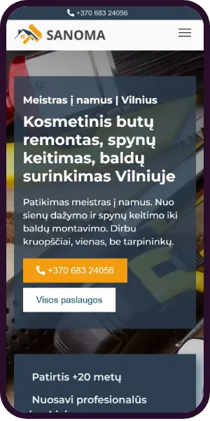 „Sanoma“ svetainė telefone: paslaugos, kontaktai ir užklausos mygtukas